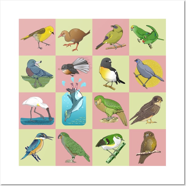 NZ BIRD PATTERN Wall Art by mailboxdisco